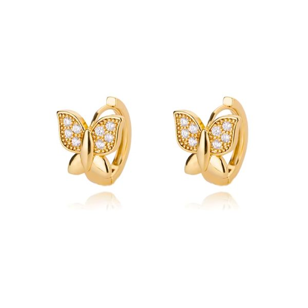 Paire de créoles dorées à motif papillon, Boucles Papillon Mille Et Une Nuits