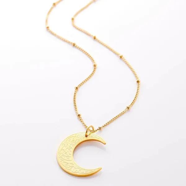 Collier Croissant De Lune "avec L'adversité Vient La Facilité" | Femme